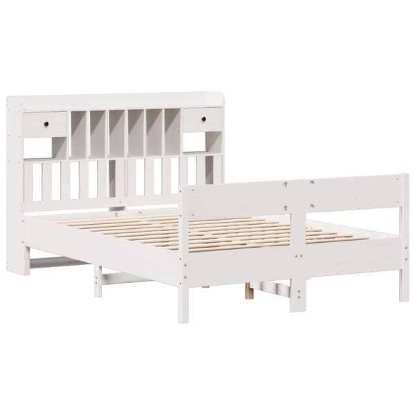 Letto Libreria Senza Materasso Bianco 160x200 Cm Legno Di Pino - Image 3