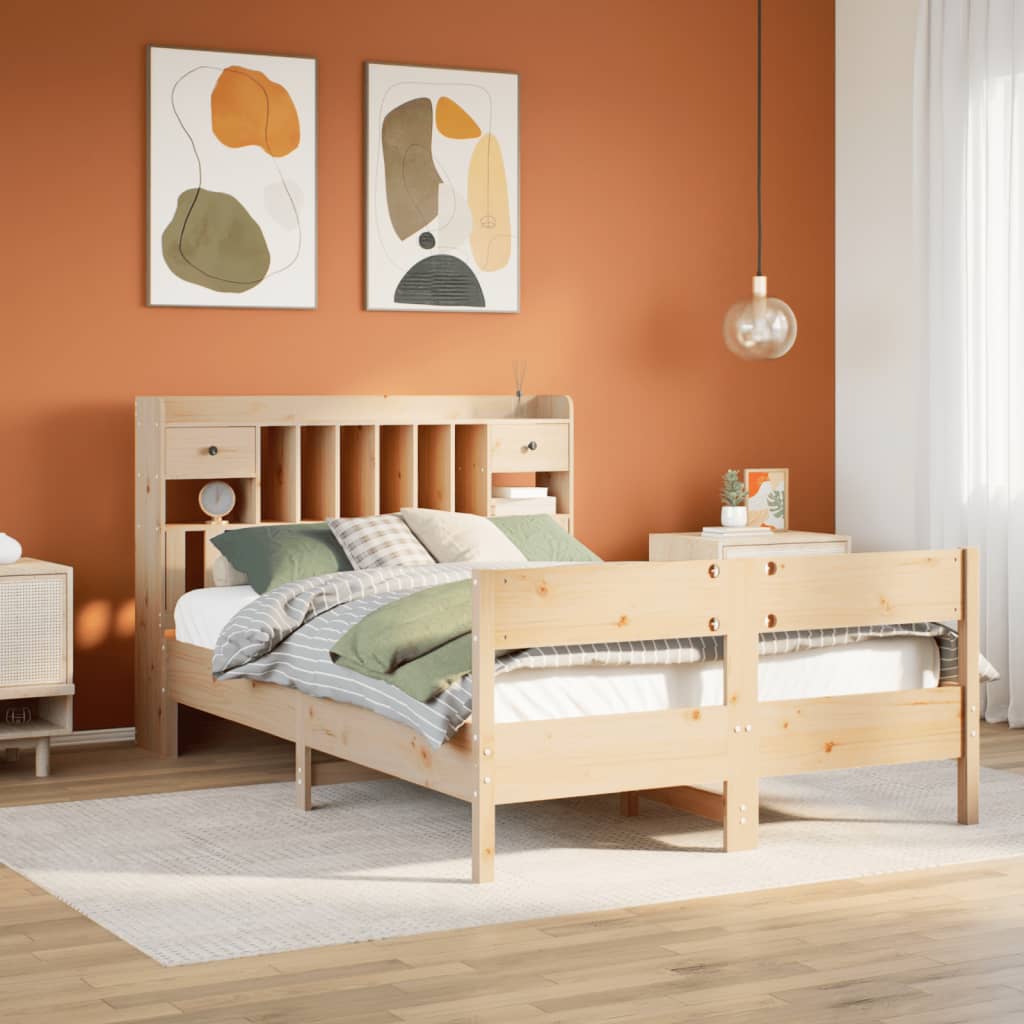 Letto Libreria Senza Materasso 140x200 Cm In Legno Di Pino
