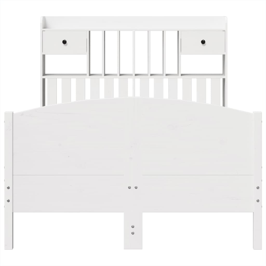 Letto Libreria Senza Materasso Bianco 135x190 Cm Legno Di Pino - Image 4