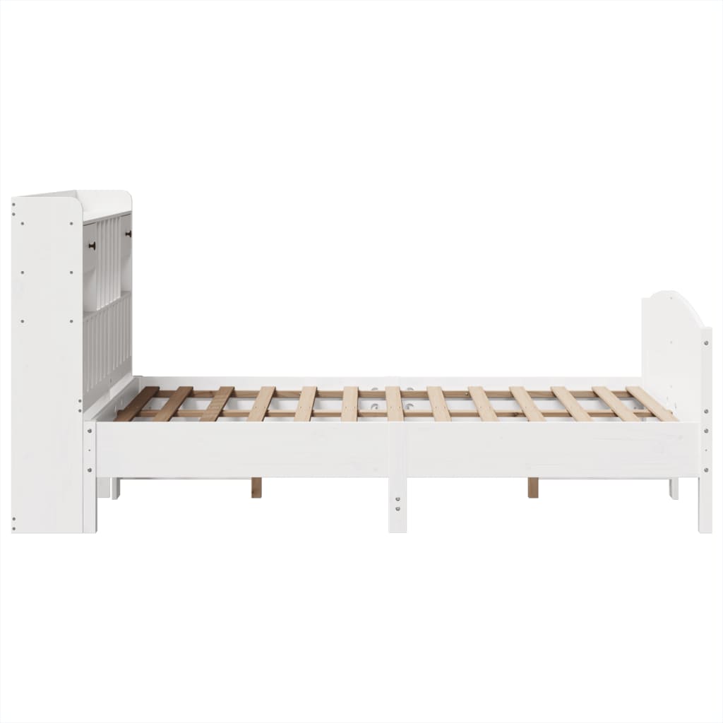 Letto Libreria Senza Materasso Bianco 135x190 Cm Legno Di Pino - Image 5
