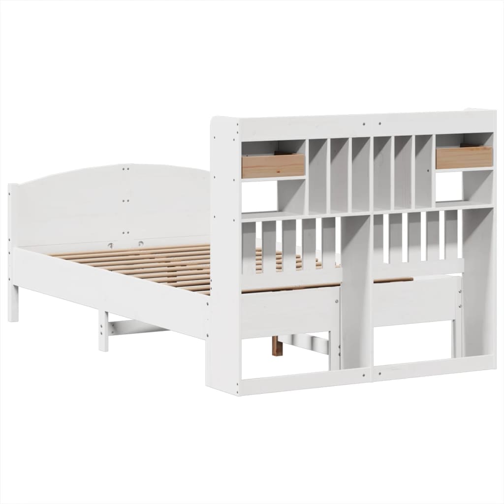 Letto Libreria Senza Materasso Bianco 135x190 Cm Legno Di Pino - Image 6