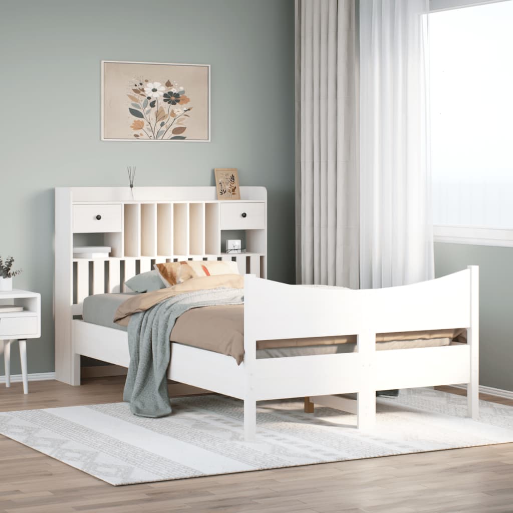 Letto Senza Materasso Bianco 135x190 Cm Legno Massello Di Pino