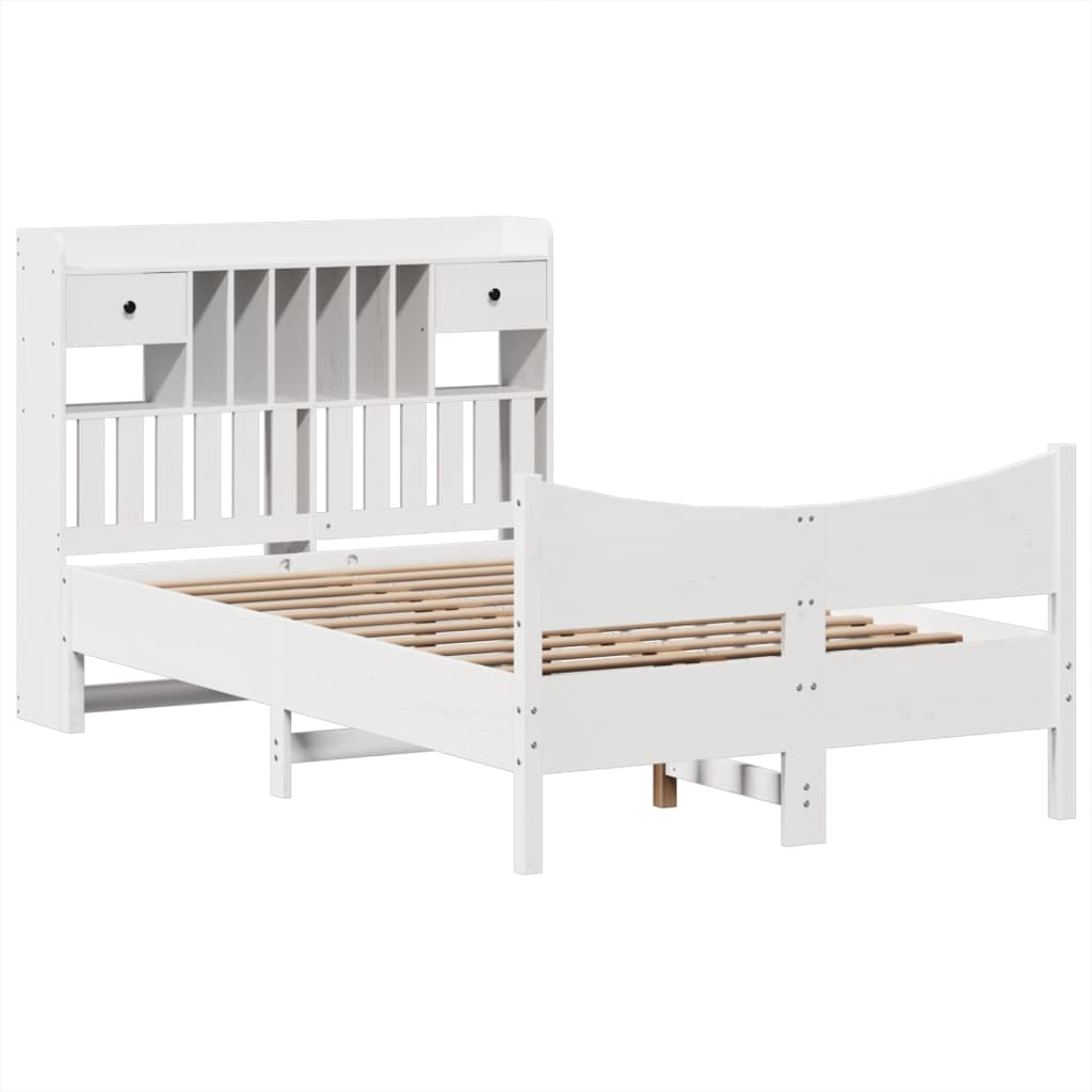 Letto Senza Materasso Bianco 135x190 Cm Legno Massello Di Pino - Image 3