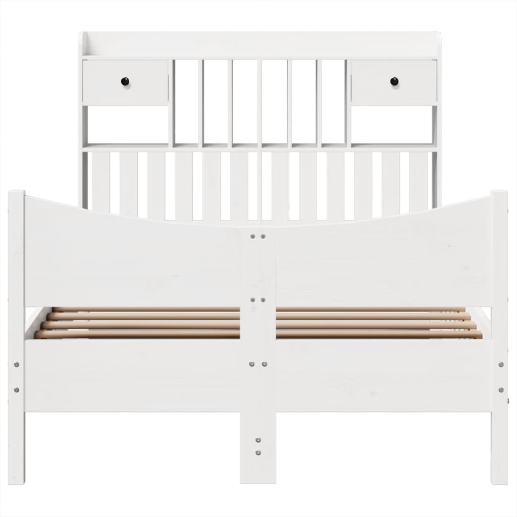 Letto Senza Materasso Bianco 135x190 Cm Legno Massello Di Pino - Image 4