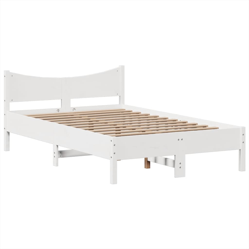 Letto Senza Materasso Bianco 135x190 Cm Legno Massello Di Pino - Image 5