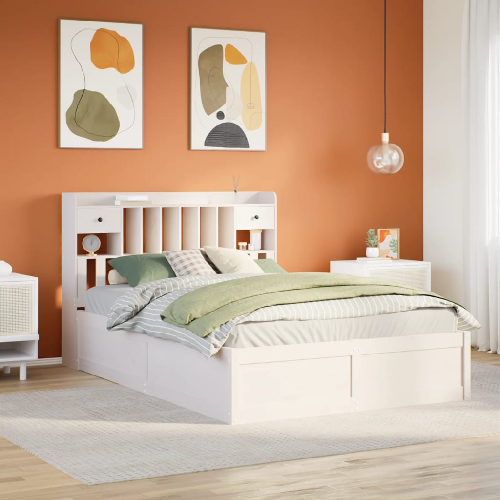 Letto Senza Materasso Bianco 140x190 Cm Legno Massello Di Pino