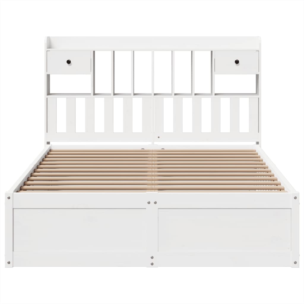 Letto Senza Materasso Bianco 140x190 Cm Legno Massello Di Pino - Image 4