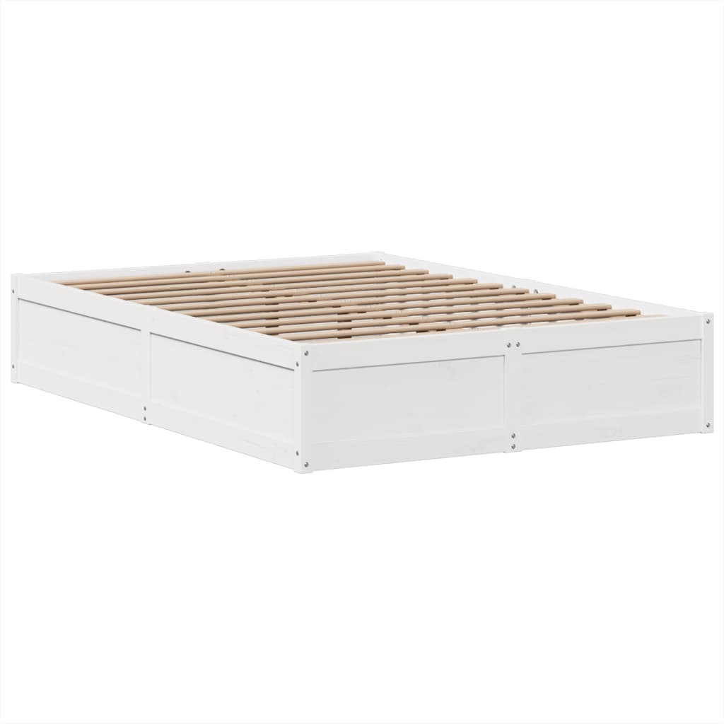 Letto Senza Materasso Bianco 140x190 Cm Legno Massello Di Pino - Image 5