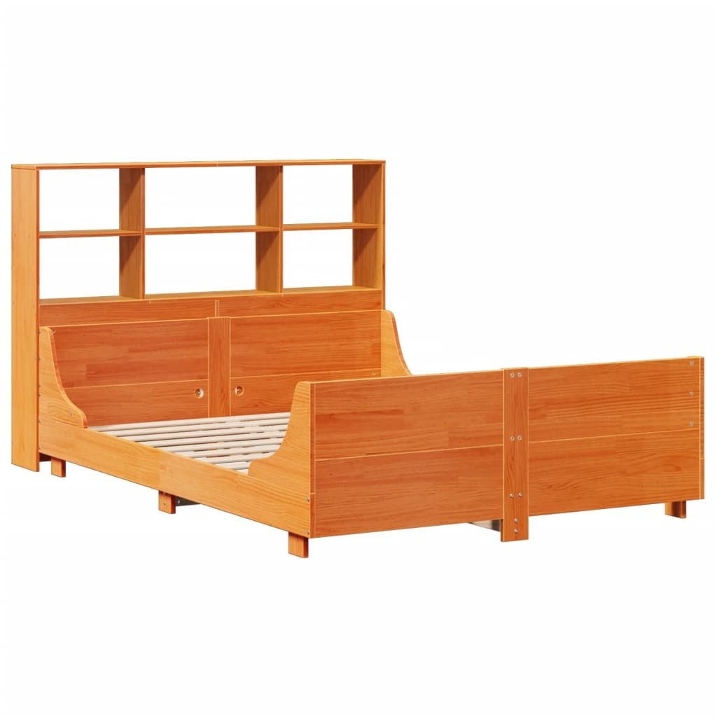 Letto Libreria Senza Materasso Marrone Cera 140x200 Cm Legno - Image 3
