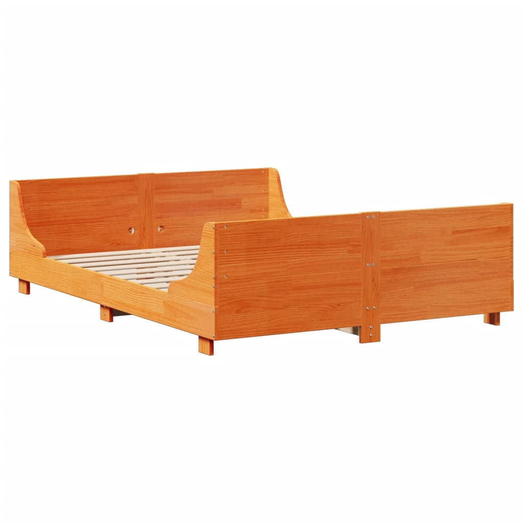 Letto Libreria Senza Materasso Marrone Cera 140x200 Cm Legno - Image 5