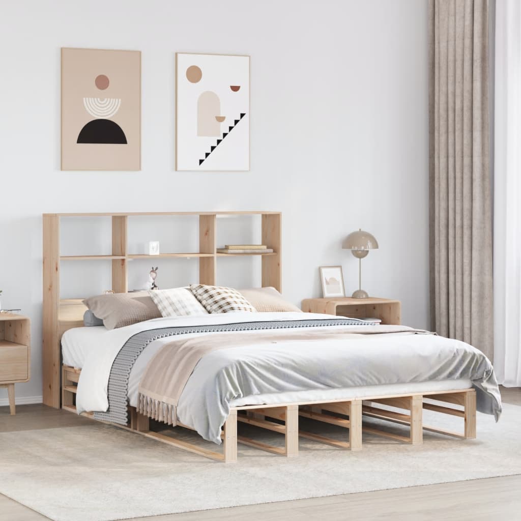 Letto Libreria Senza Materasso 160x200 Cm In Legno Massello