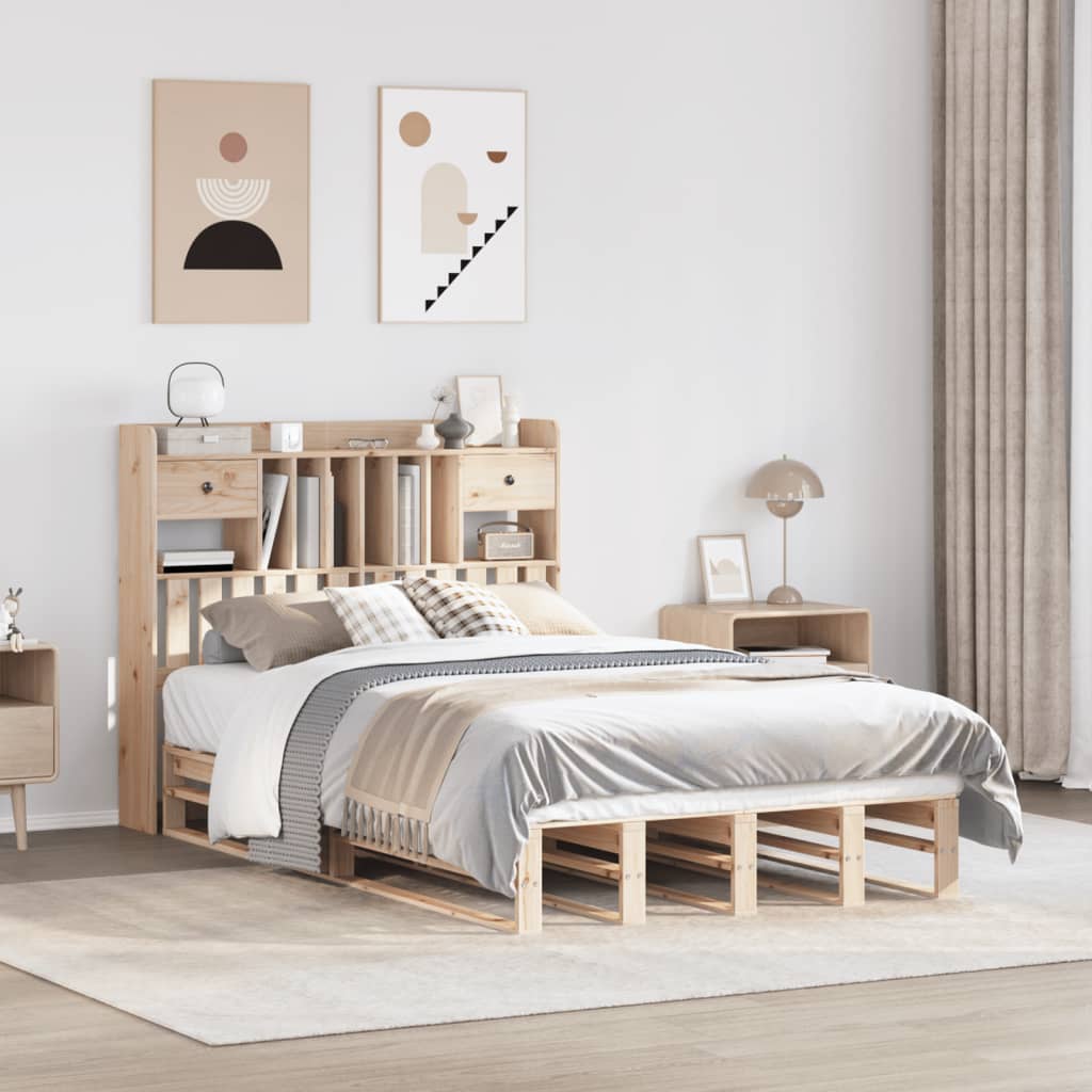 Letto Libreria Senza Materasso 135x190 Cm In Legno Di Pino