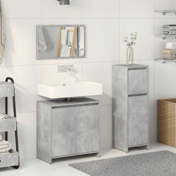Set Mobili Da Bagno 3 Pz Grigio Cemento In Legno Multistrato - Image 3