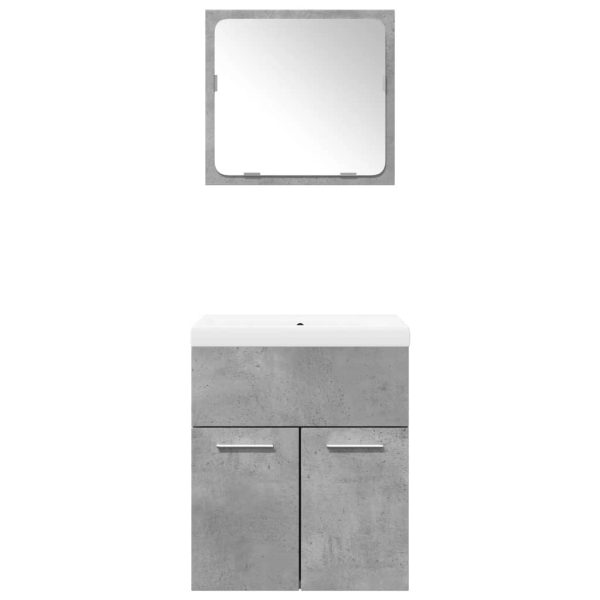 Set Mobili Da Bagno 3 Pz Grigio Cemento In Legno Multistrato - Image 4
