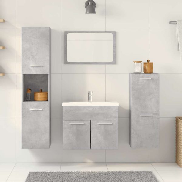 Set Mobili Da Bagno 4 Pz Grigio Cemento In Legno Multistrato - Image 3