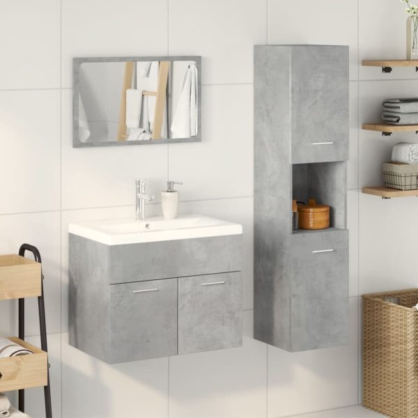 Set Mobili Da Bagno 3 Pz Grigio Cemento In Legno Multistrato - Image 3