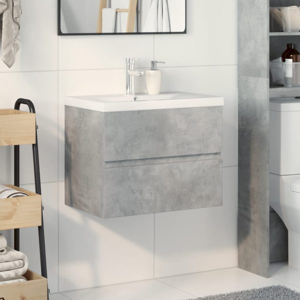 Set Mobili Da Bagno 2 Pz Grigio Cemento In Legno Multistrato - Image 3