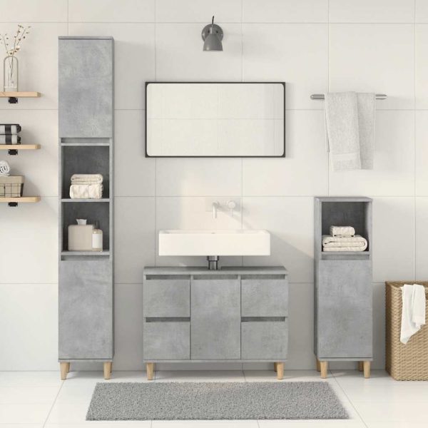 Set Mobili Da Bagno 3 Pz Grigio Cemento In Legno Multistrato - Image 3