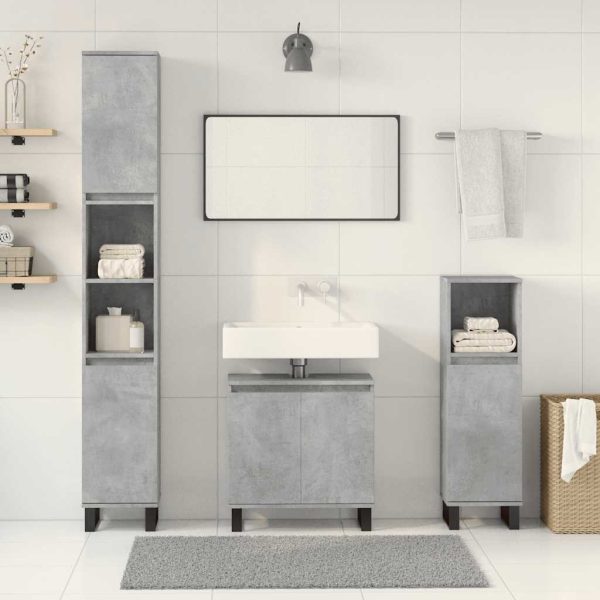 Set Mobili Da Bagno 3 Pz Grigio Cemento In Legno Multistrato - Image 3