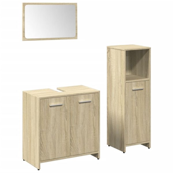 Set Mobili Da Bagno 3 Pz Rovere Sonoma In Legno Multistrato - Image 2
