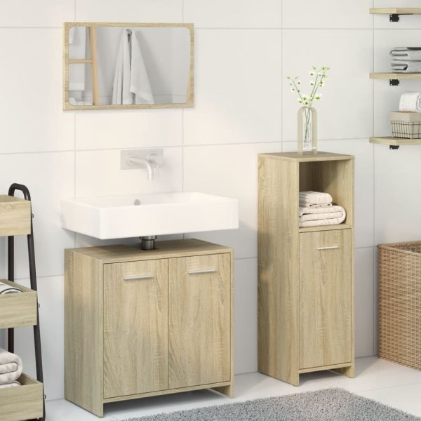 Set Mobili Da Bagno 3 Pz Rovere Sonoma In Legno Multistrato - Image 3