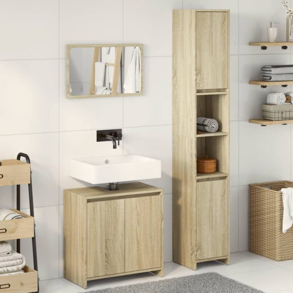 Set Mobili Da Bagno 3 Pz Rovere Sonoma In Legno Multistrato - Image 3