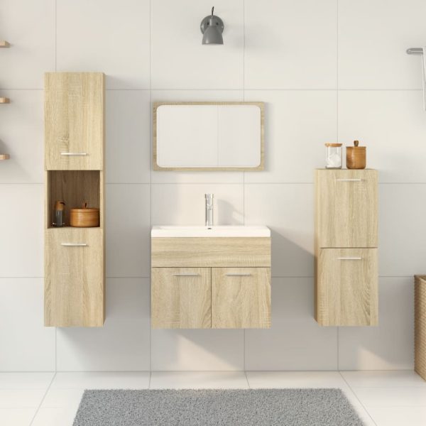 Set Mobili Da Bagno 4 Pz Rovere Sonoma In Legno Multistrato - Image 3