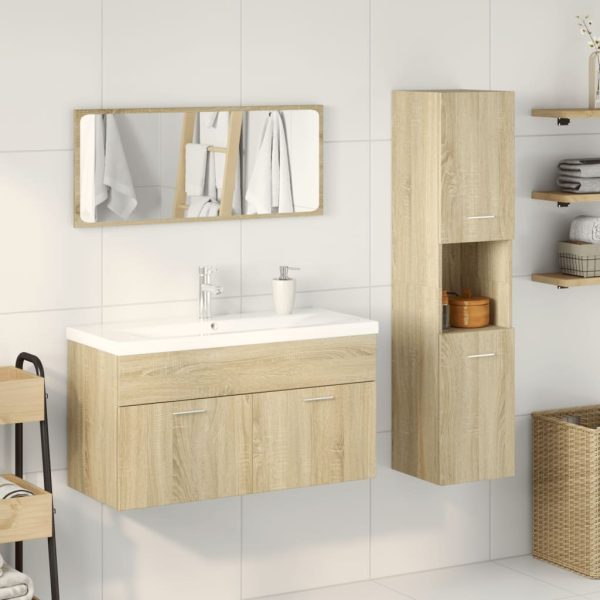 Set Mobili Da Bagno 3 Pz Rovere Sonoma In Legno Multistrato - Image 3