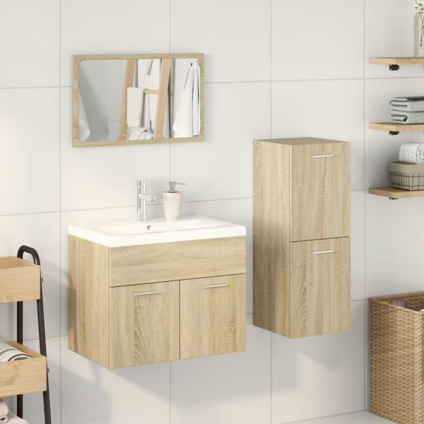 Set Mobili Da Bagno 3 Pz Rovere Sonoma In Legno Multistrato - Image 3