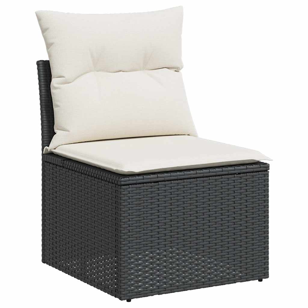 Set Divani Da Giardino Con Cuscini 7pz Nero Polyrattan - Image 3