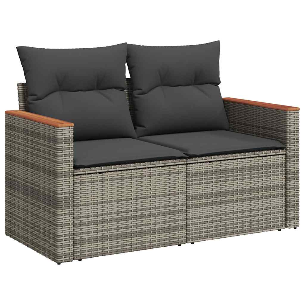 Set Divano Da Giardino 8 Pz Con Cuscini Grigio In Polyrattan - Image 3