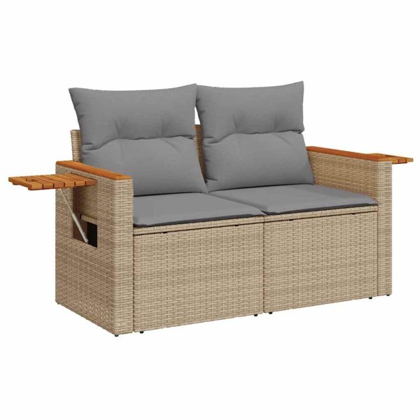 Set Divano Da Giardino 4 Pz Con Cuscini Beige In Polyrattan - Image 3