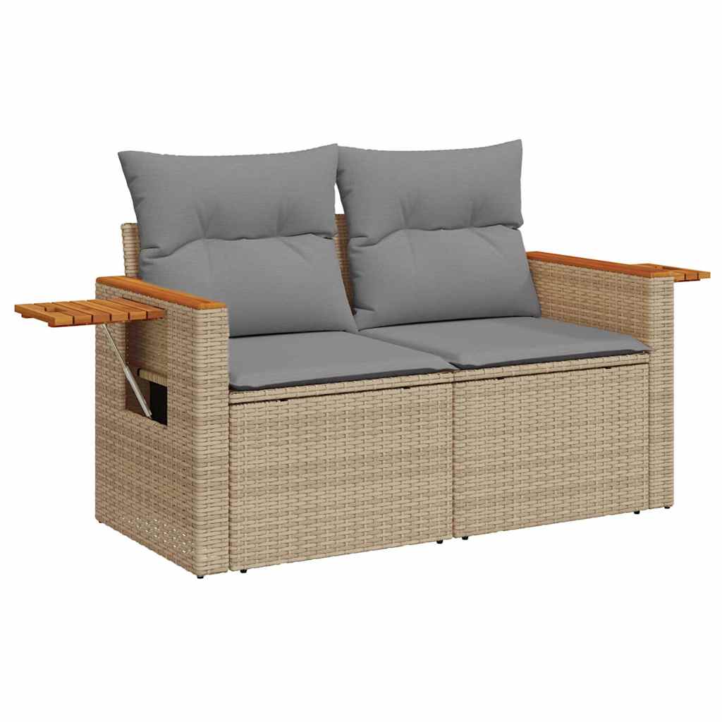Set Divano Da Giardino 6 Pz Con Cuscini Beige In Polyrattan - Image 4