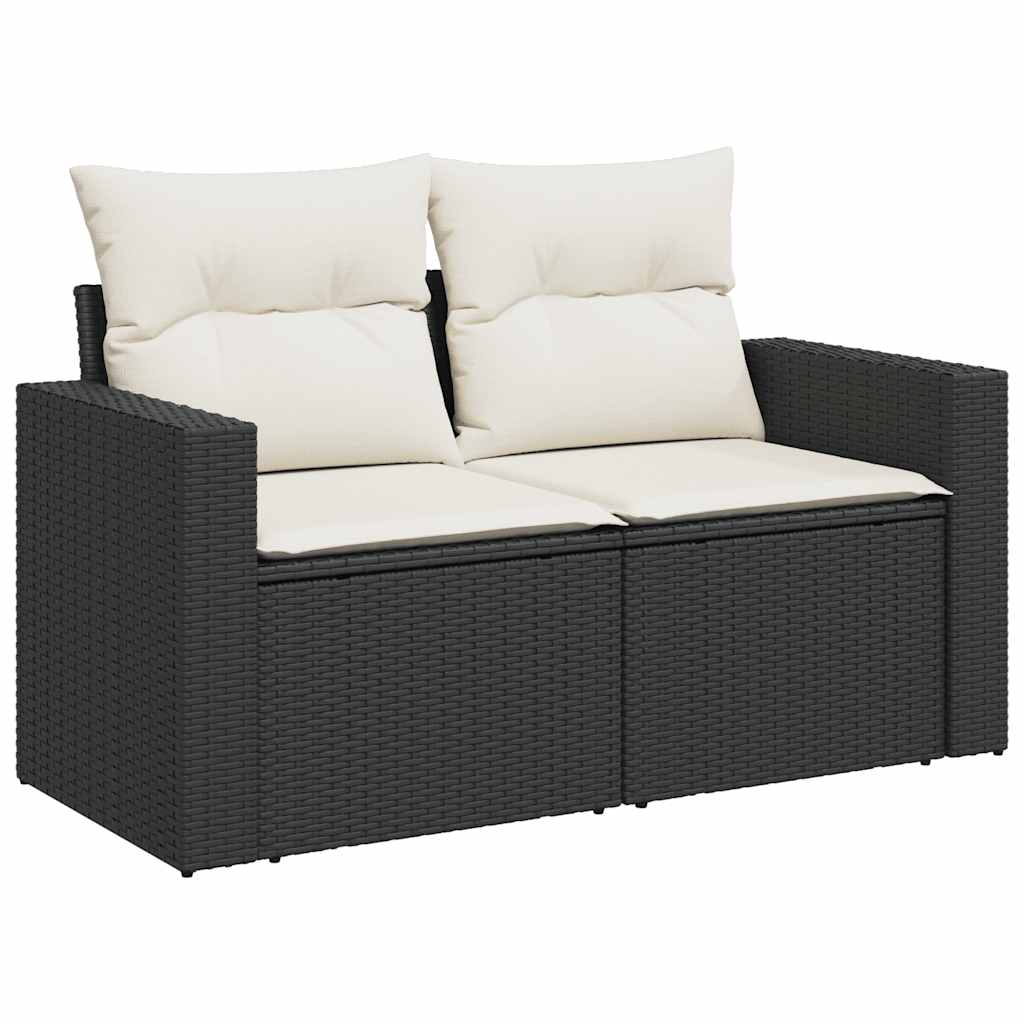Set Divani Da Giardino Con Cuscini 7pz Nero Polyrattan - Image 5