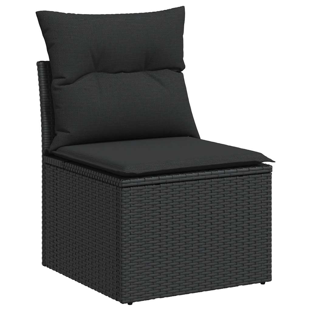 Set Divani Da Giardino Con Cuscini 7pz Nero Polyrattan - Image 3