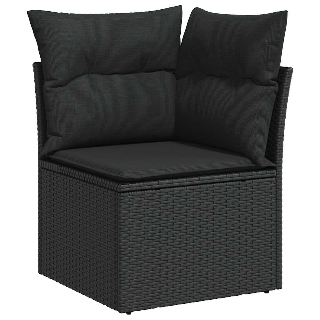 Set Divani Da Giardino Con Cuscini 7pz Nero Polyrattan - Image 4