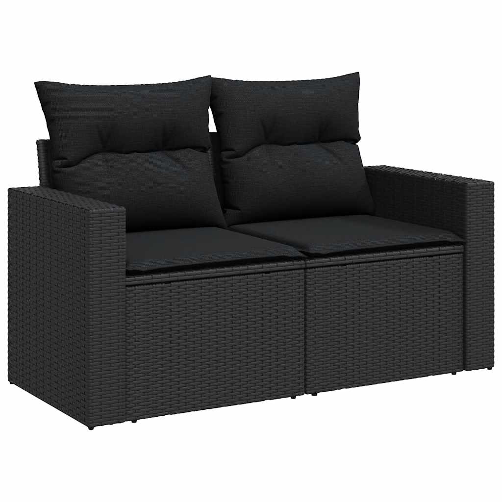 Set Divani Da Giardino Con Cuscini 7pz Nero Polyrattan - Image 5