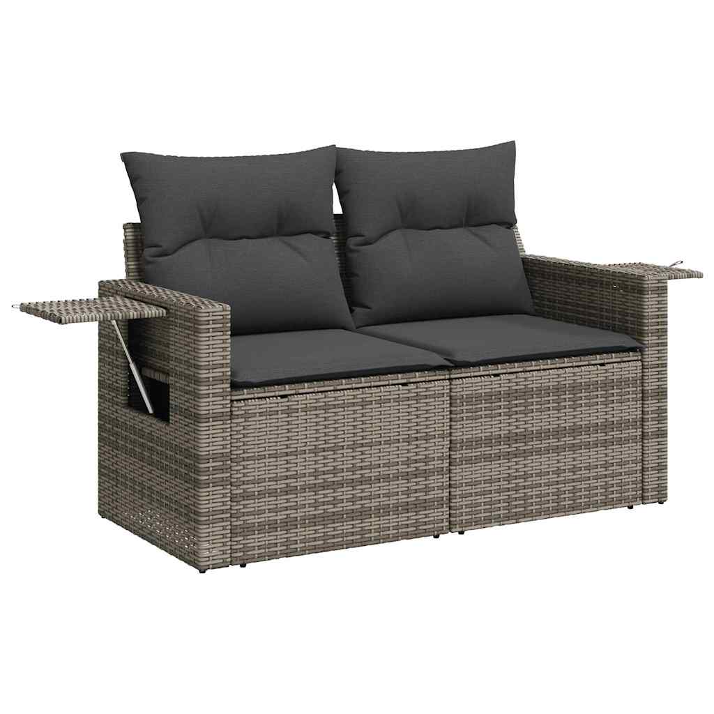 Set Divani Da Giardino 7 Pz Con Cuscini Grigio In Polyrattan - Image 5