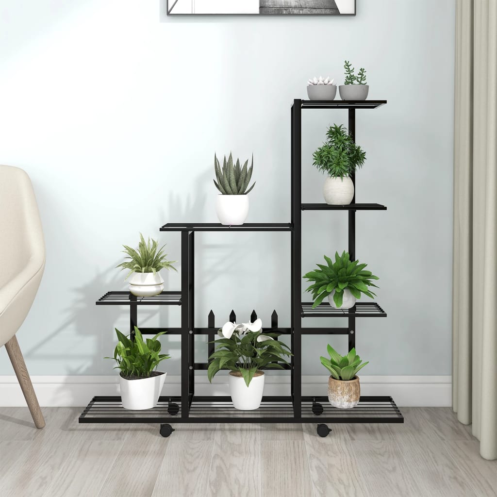 Portapiante Con Ruote 94,5x25x92,5 Cm Nero In Metallo