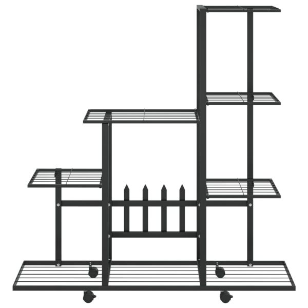Portapiante Con Ruote 94,5x25x92,5 Cm Nero In Metallo - Image 3