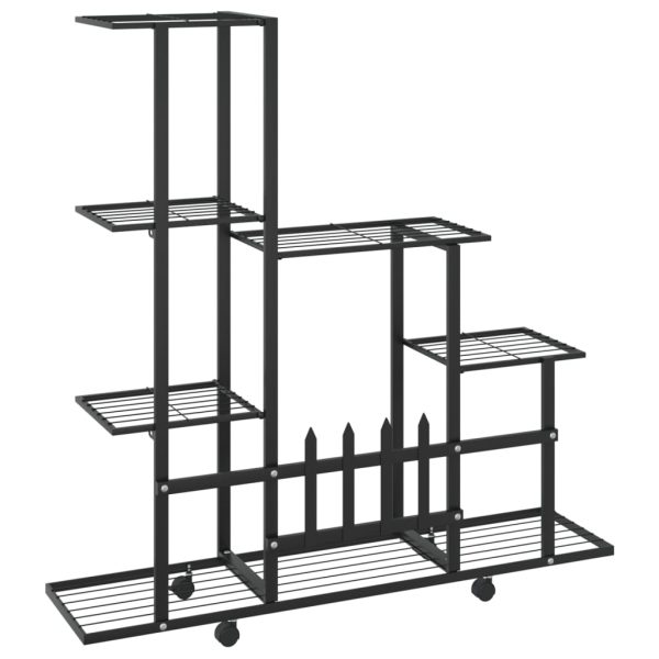 Portapiante Con Ruote 94,5x25x92,5 Cm Nero In Metallo - Image 5
