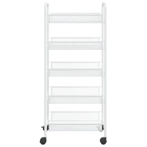 Carrello Da Cucina Con 5 Ripiani Bianco 46x26x105 Cm In Ferro - Image 3