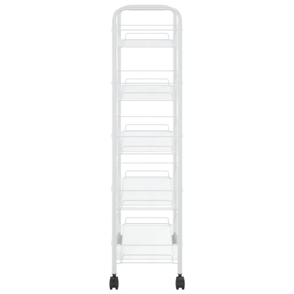 Carrello Da Cucina Con 5 Ripiani Bianco 46x26x105 Cm In Ferro - Image 4