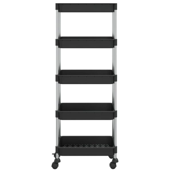 Carrello Da Cucina 5 Ripiani Nero 42x29x128 Cm Ferro E Abs - Image 3