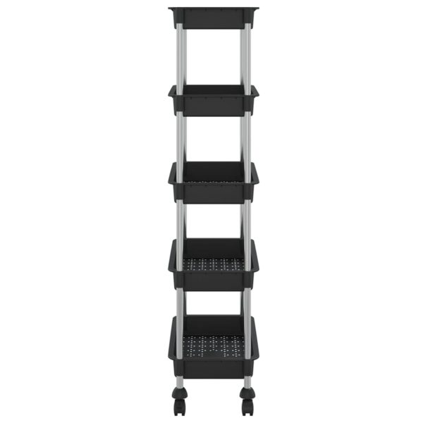 Carrello Da Cucina 5 Ripiani Nero 42x29x128 Cm Ferro E Abs - Image 4
