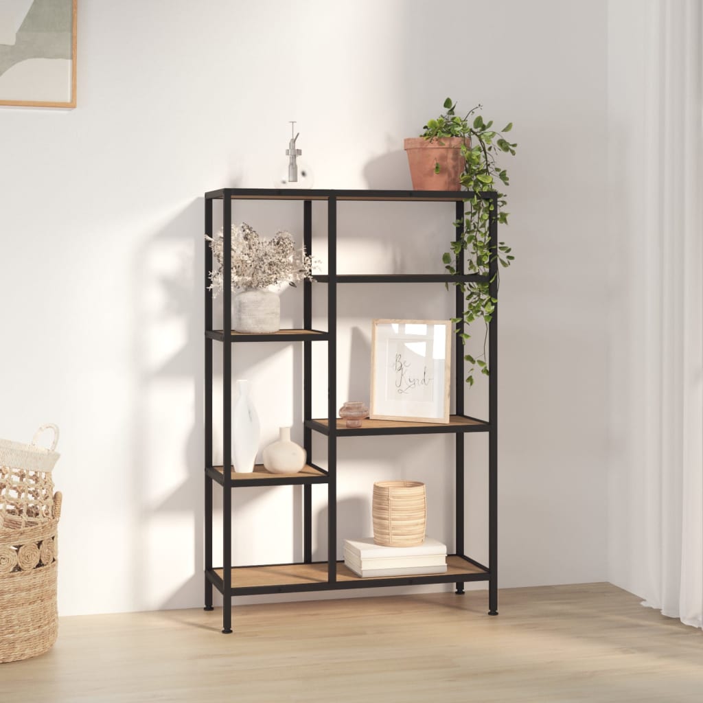 Scaffale Per Libri 80x30x120 Cm Acciaio E Legno Multistrato