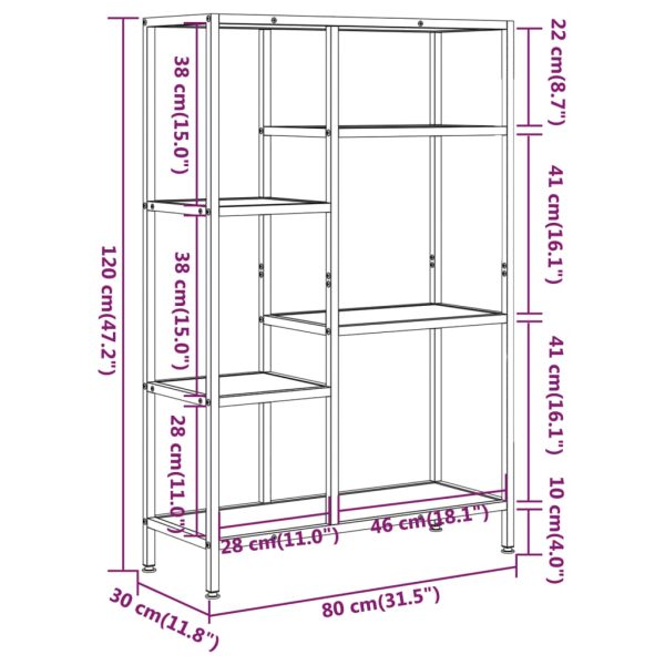 Scaffale Per Libri 80x30x120 Cm Acciaio E Legno Multistrato - Image 5