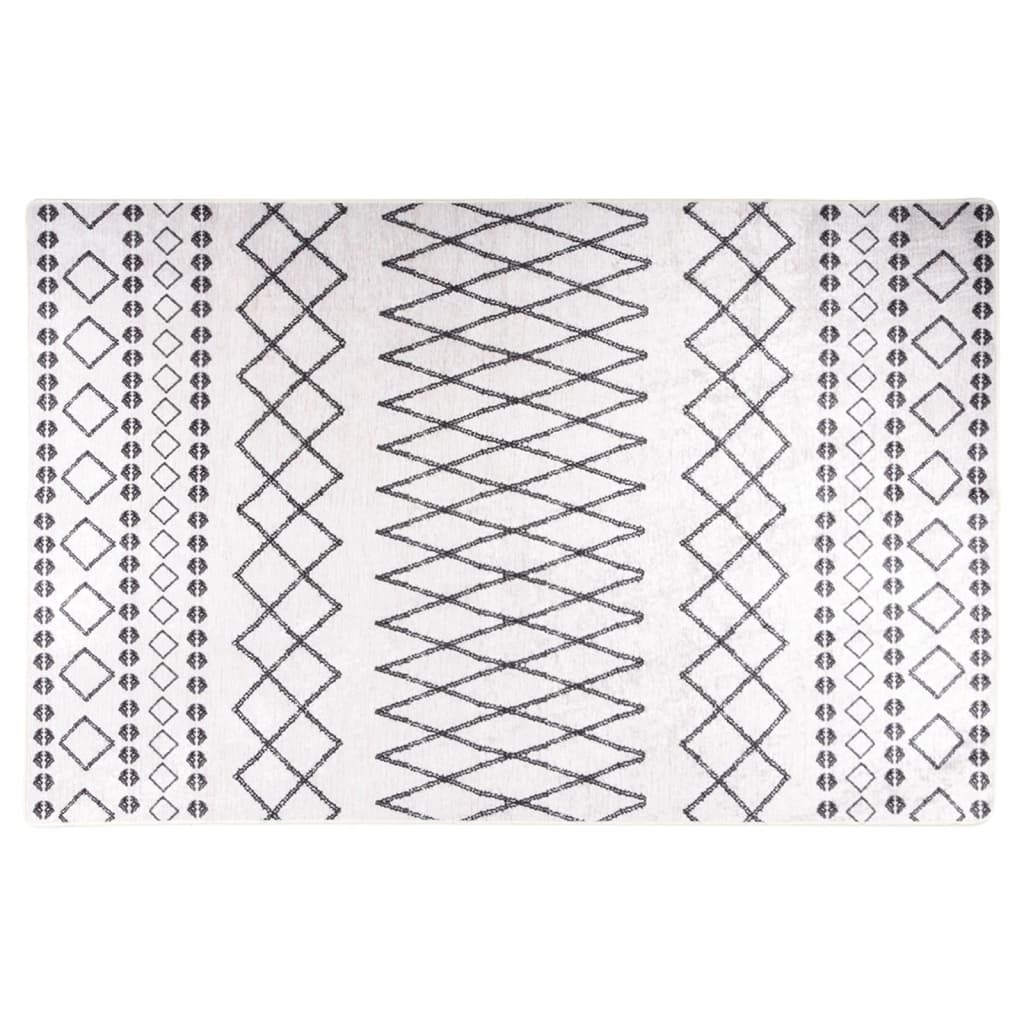 Tappeto Lavabile 80x150 Cm Nero E Bianco Antiscivolo