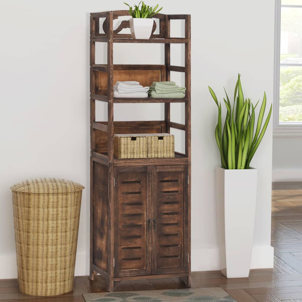 Vetrina Marrone Scuro 46x24x140 Cm Legno Massello Di Paulonia
