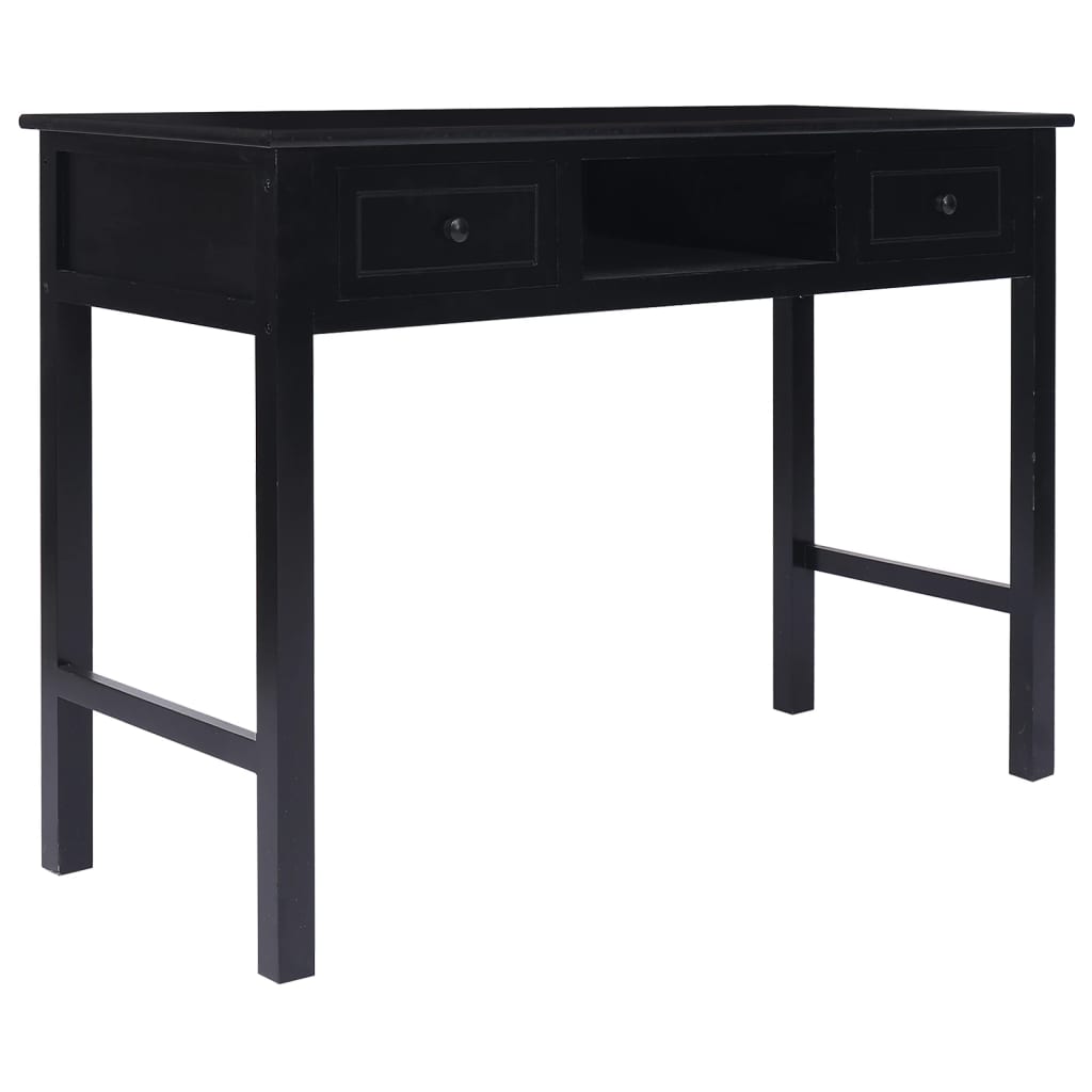 Scrivania Nera 108x45x76 Cm In Legno Massello Di Paulownia